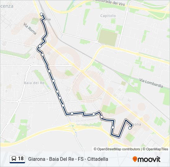 Percorso linea bus 18