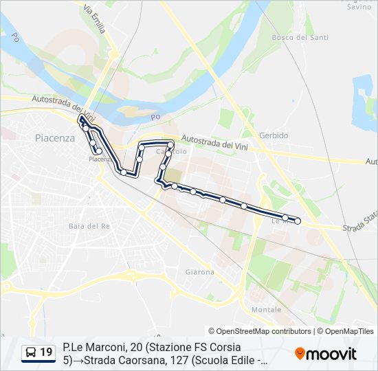 Percorso linea bus 19
