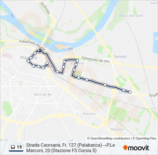 Percorso linea bus 19