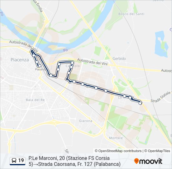 Percorso linea bus 19