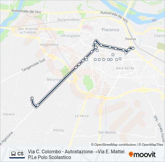 Percorso linea bus CS