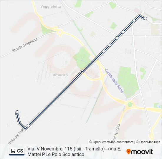 Percorso linea bus CS