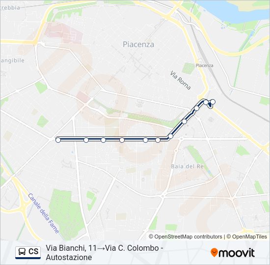 Percorso linea bus CS
