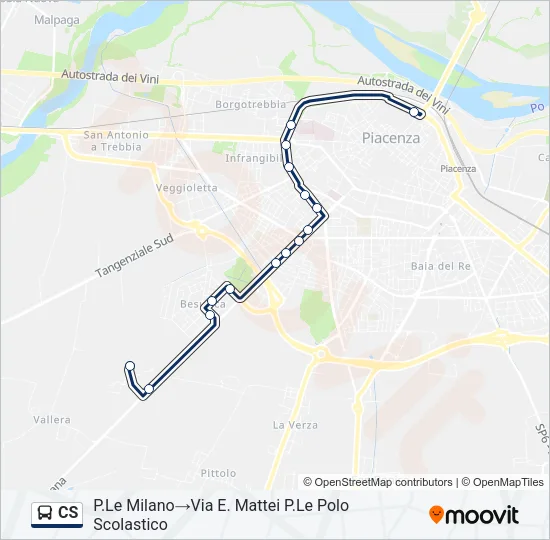 Percorso linea bus CS