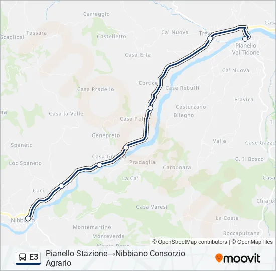 Percorso linea bus E3