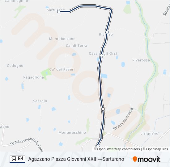Percorso linea bus E4