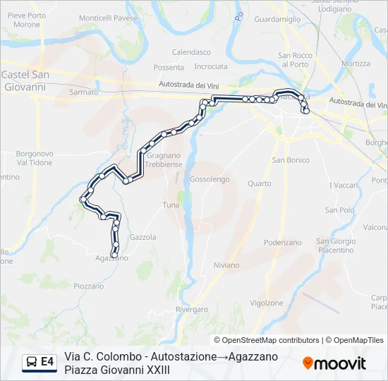E4 Bus Line Map