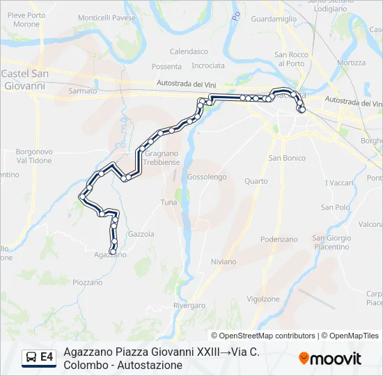 E4 Bus Line Map