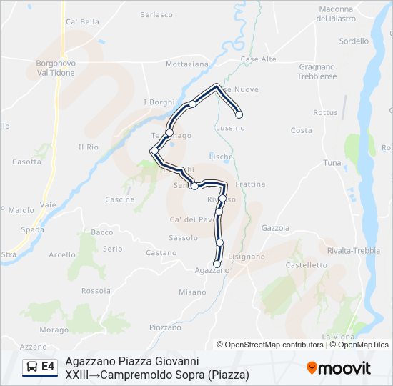 Percorso linea bus E4