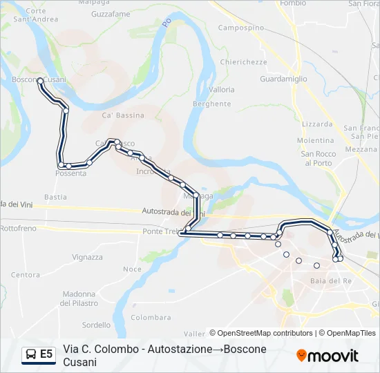 E5 Bus Line Map