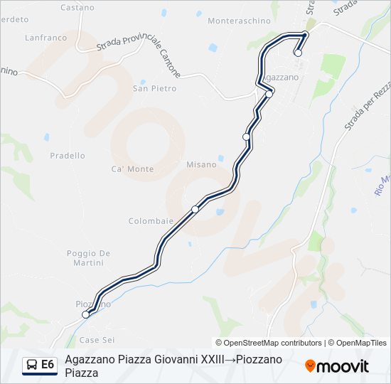 Percorso linea bus E6