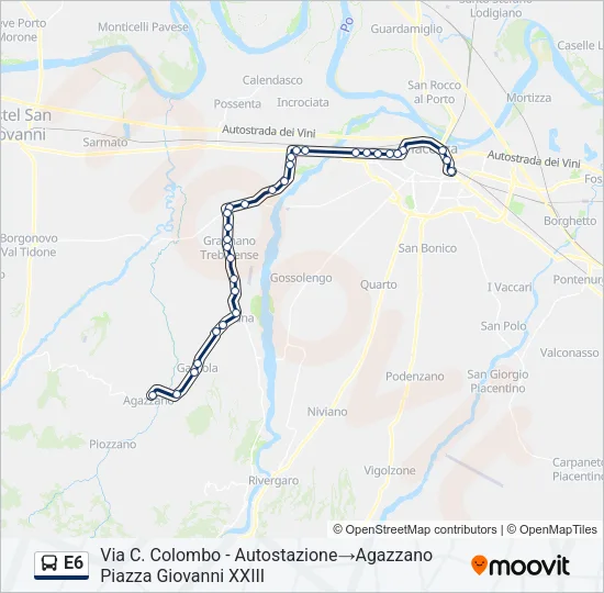 E6 Bus Line Map