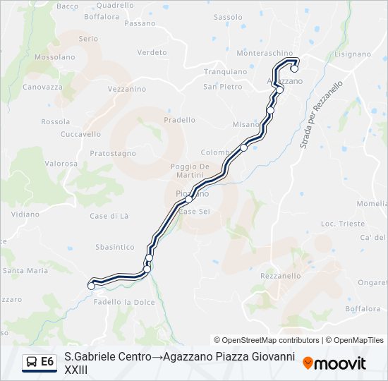 Percorso linea bus E6