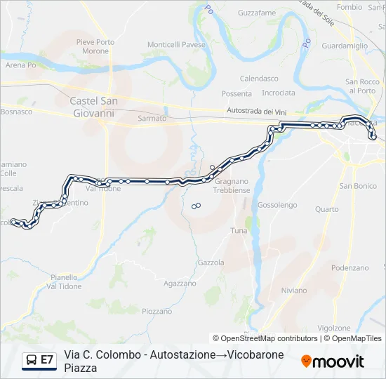 E7 Bus Line Map