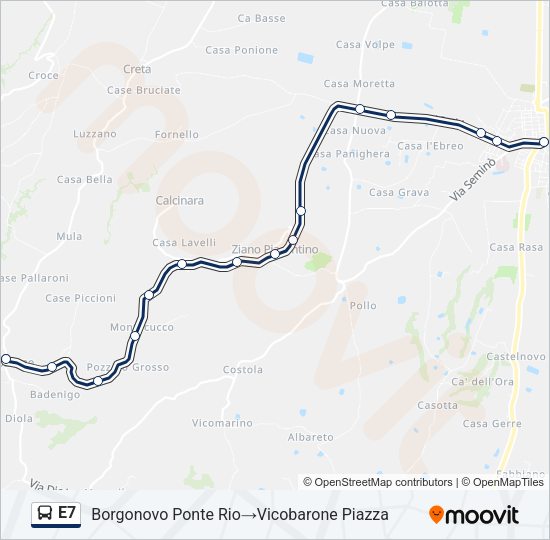 Percorso linea bus E7