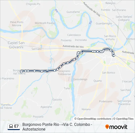 E7 Bus Line Map