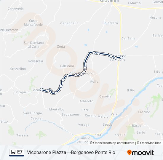 Percorso linea bus E7