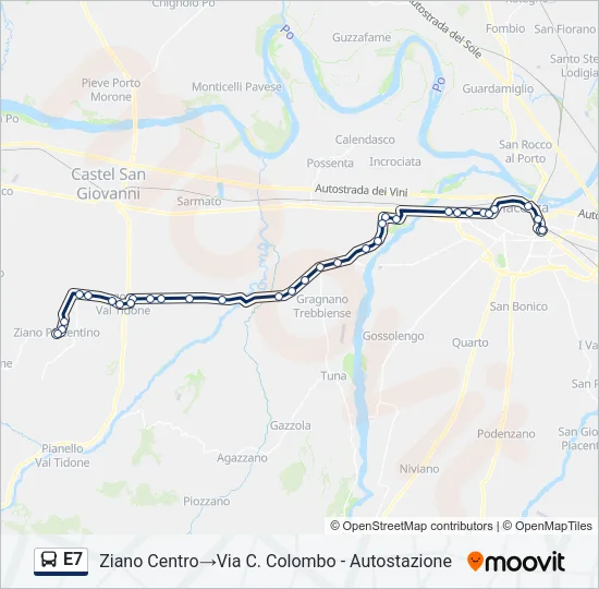 E7 Bus Line Map