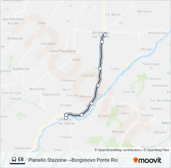 E8 Bus Line Map