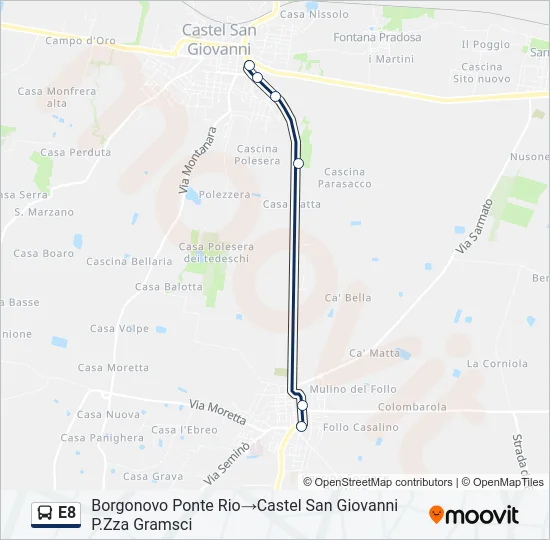 E8 Bus Line Map