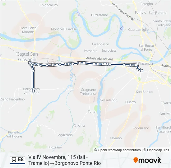 E8 Bus Line Map