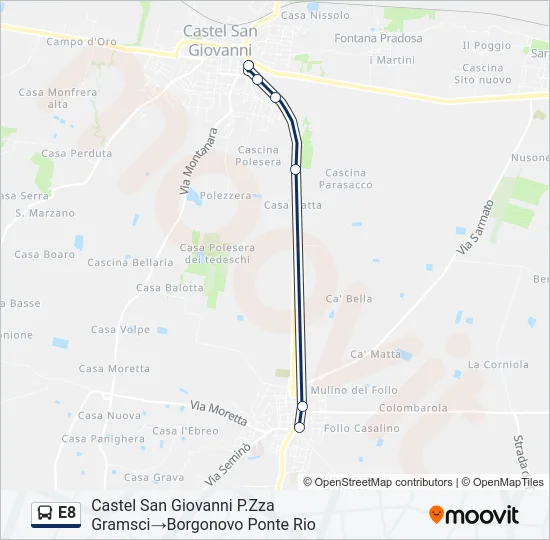 E8 Bus Line Map