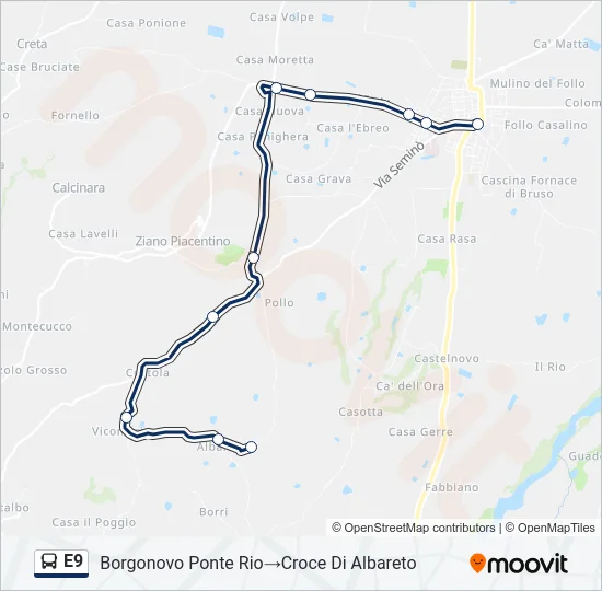 E9 Bus Line Map