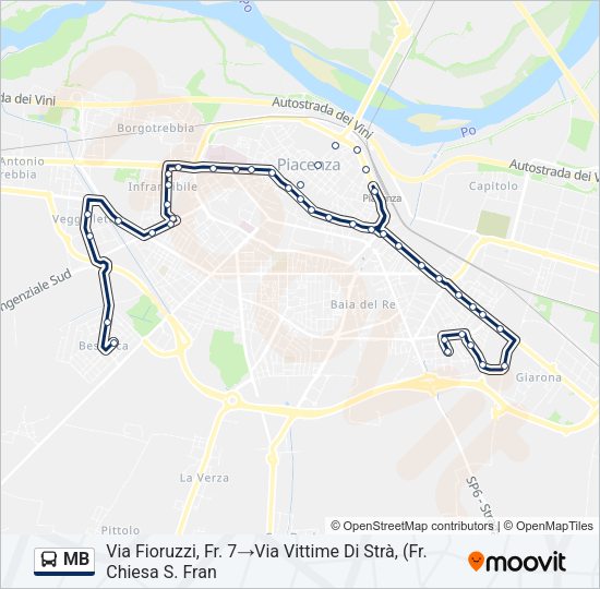 Percorso linea bus MB