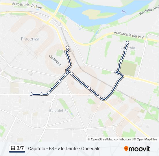 Percorso linea bus 3/7