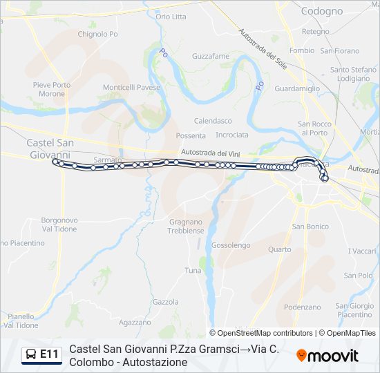 Percorso linea bus E11