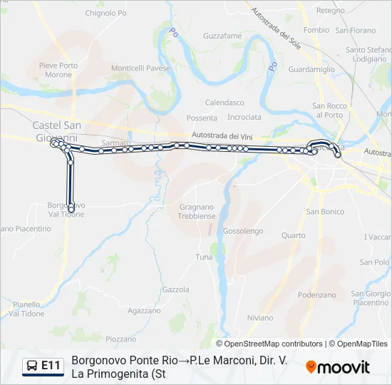 E11 Bus Line Map
