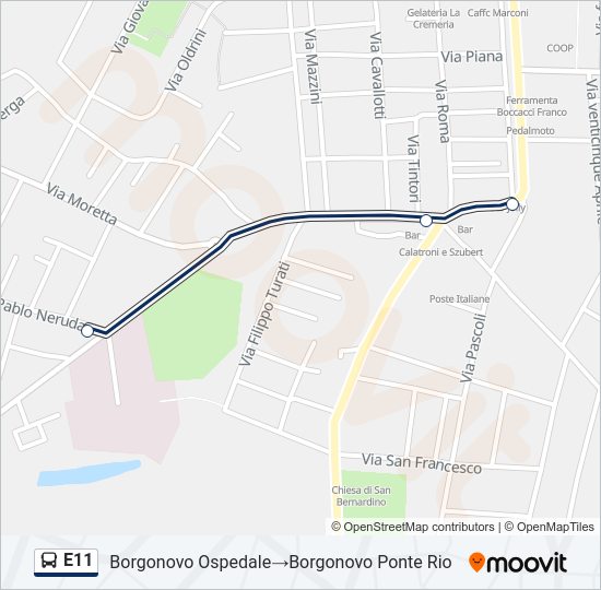 Percorso linea bus E11