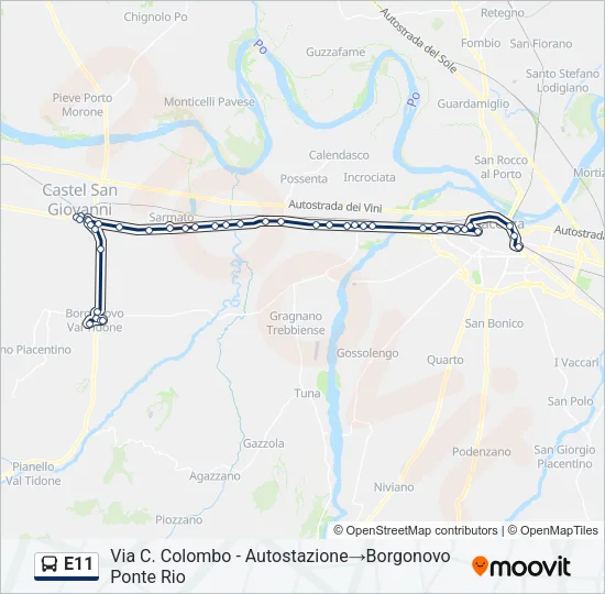 E11 Bus Line Map