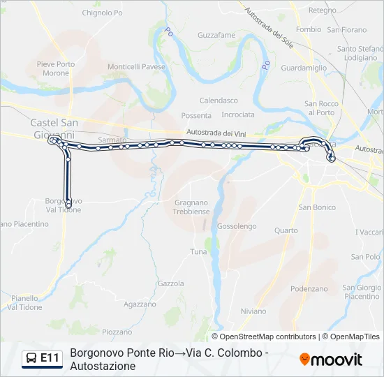 E11 Bus Line Map