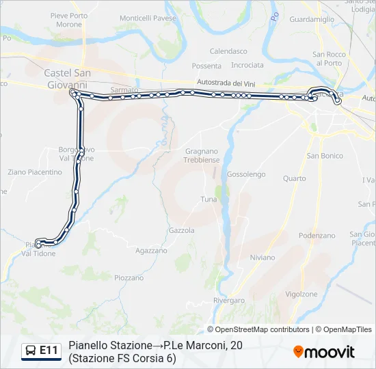 E11 Bus Line Map