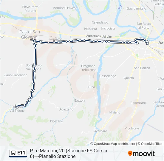 E11 Bus Line Map