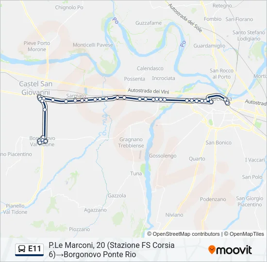 E11 Bus Line Map