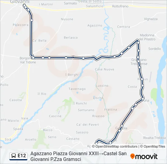 E12 Bus Line Map