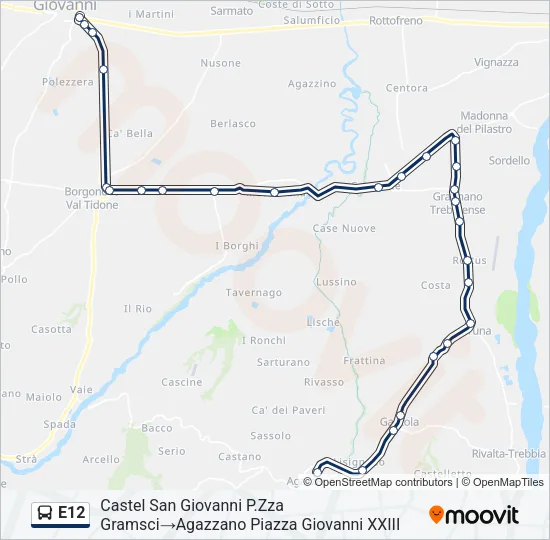 E12 Bus Line Map