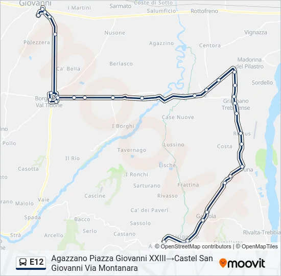 E12 Bus Line Map