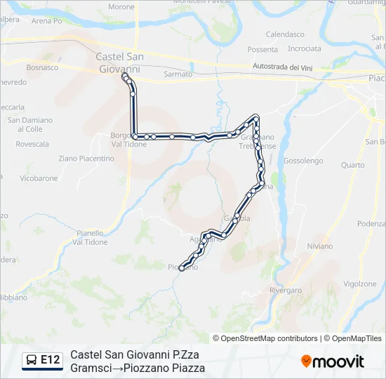 E12 Bus Line Map