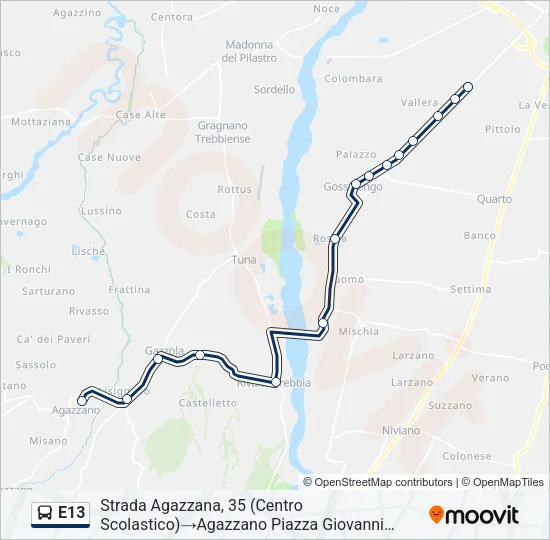 E13 Bus Line Map