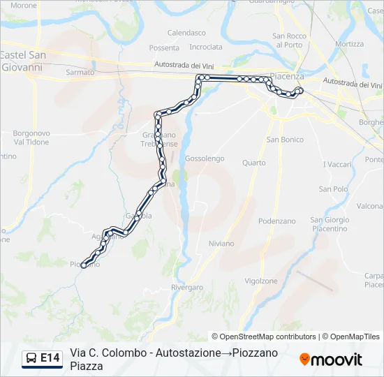E14 Bus Line Map
