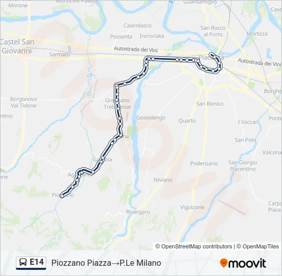 E14 Bus Line Map