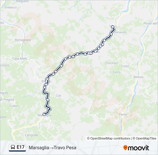 Percorso linea bus E17