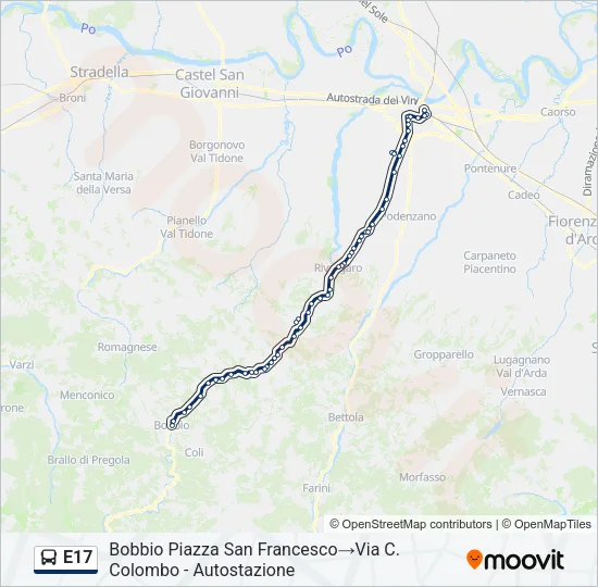 E17 Bus Line Map