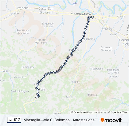 Percorso linea bus E17