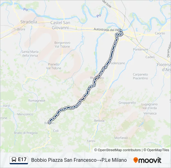E17 Bus Line Map