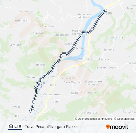 E18 Bus Line Map