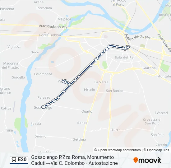 E20 Bus Line Map